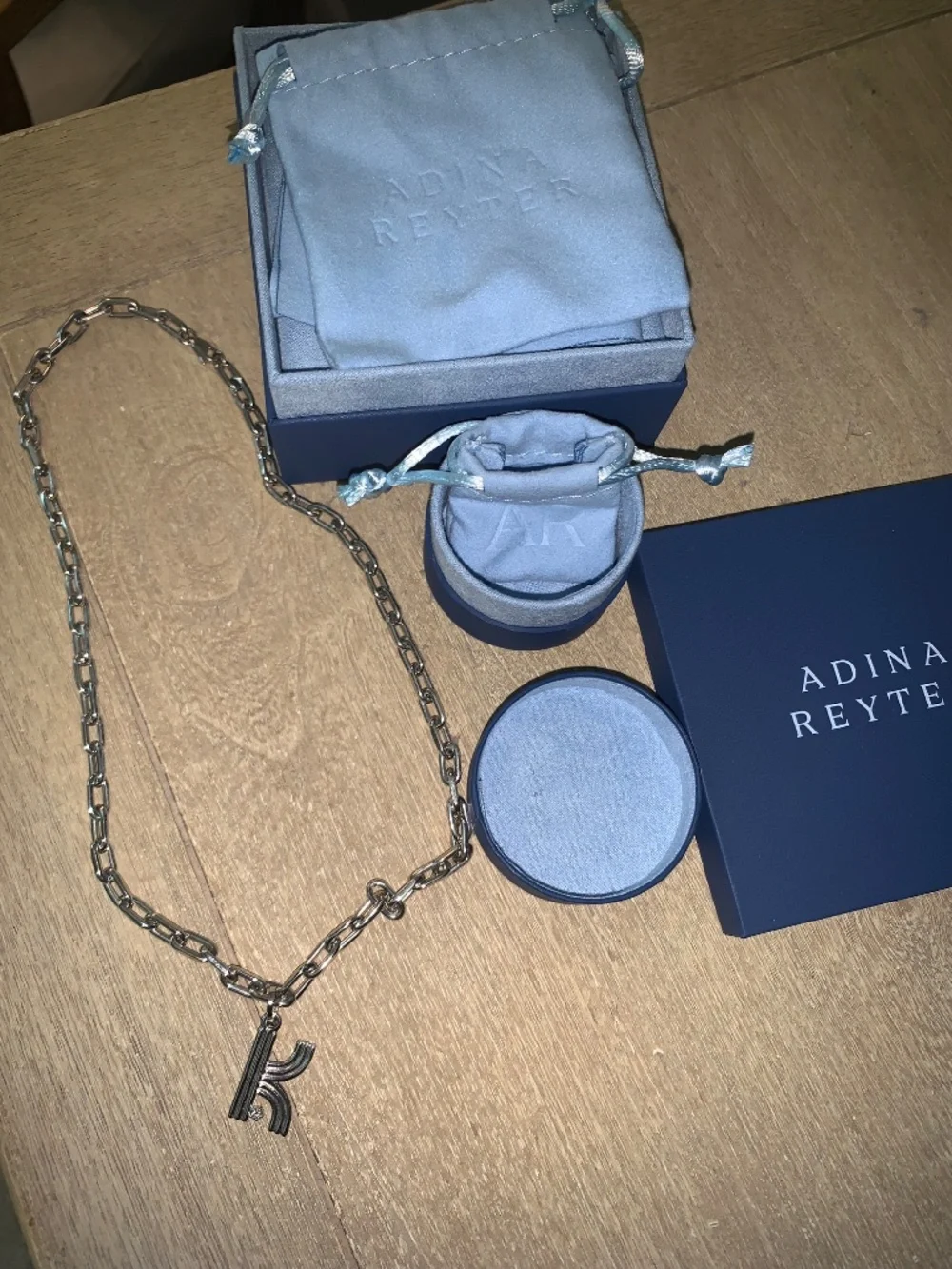 NWT- Adina Reyter 18 inch Sterling Silver Italian Chain Necklace with K charm